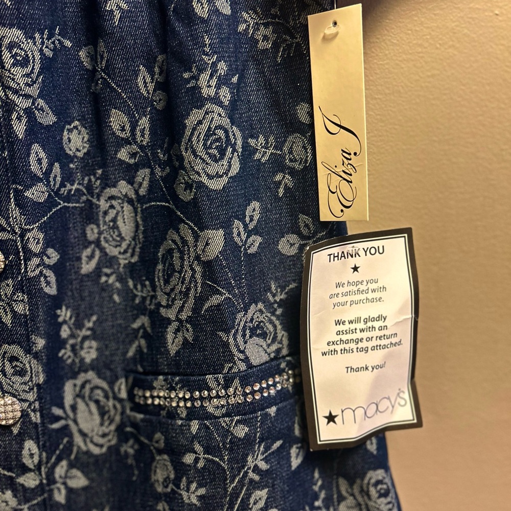 Eliza J Navy Floral Dress with Silver Accents